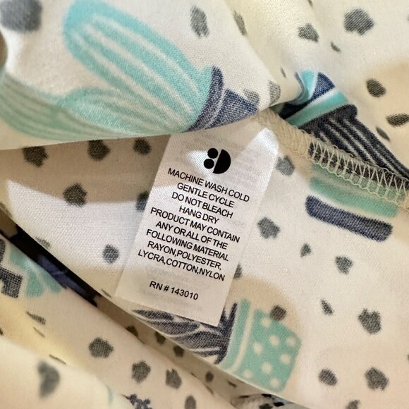 Dot Dot Smile Turquoise  Blue Cream Cactus Print 3/4 Sleeve Ballet Dress 12-24M - Picture 3 of 5